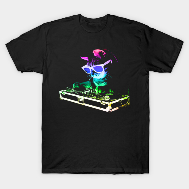 Rainbow DJ Cat T-Shirt-TOZ